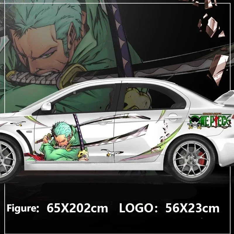 Stiker mobil Anime One Piece stiker mobil besar vinil kedap air dekorasi mobil khusus Luffy Zoro Nami Hancock Ace