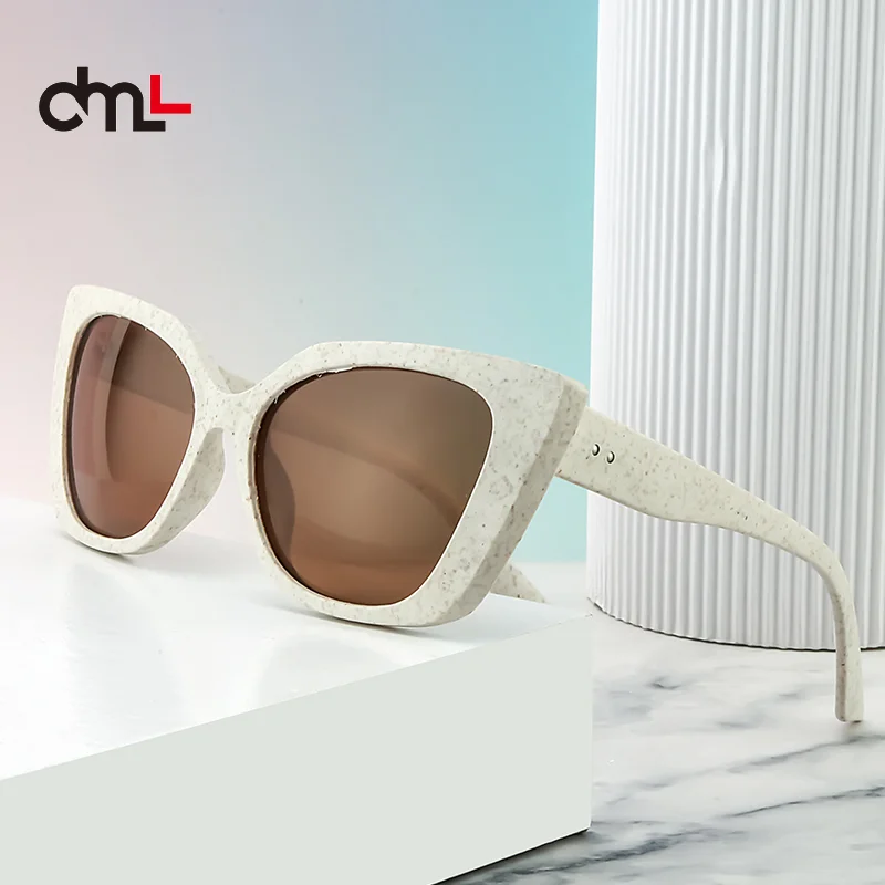 

DML New Biodegradable Environmental Materials Straw Polarized Ultra-light Butterfly Frame Fashion Sunglasses UV Protection