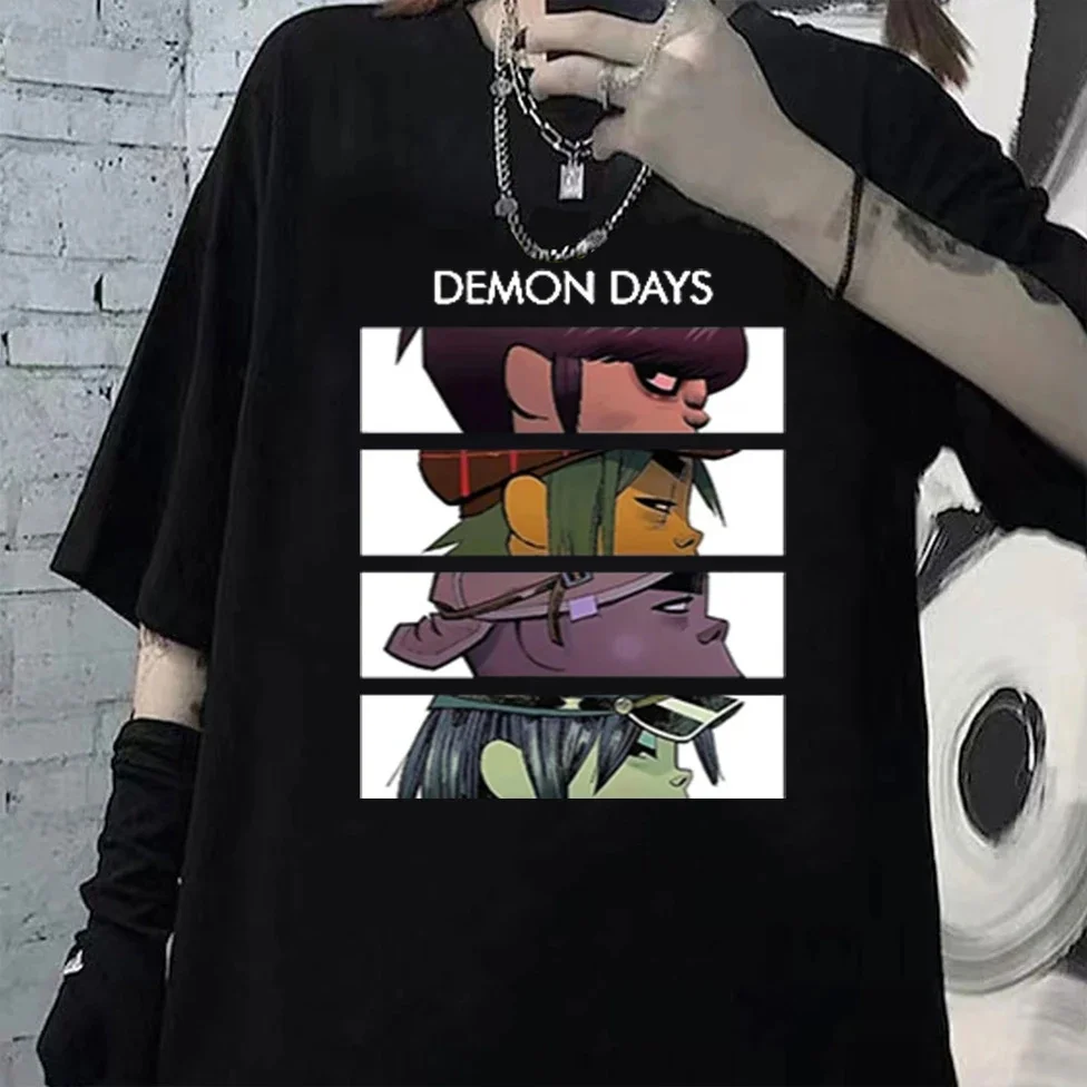 Gorillaz Graphic Funny T-shirts Graphic Comic Clothing Harajuku Sleeve Casual T-shirt Clothing Street Tops Tee Aesthetic Clothes
