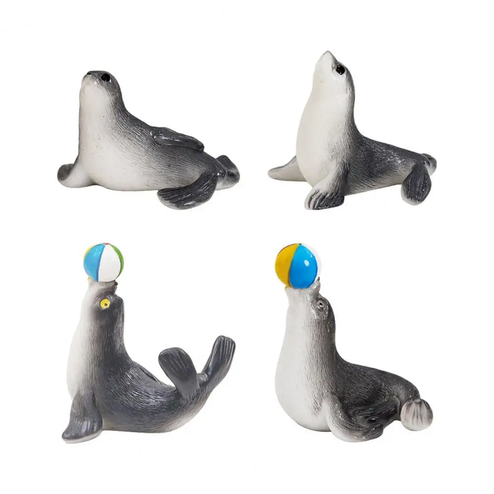 Resin Sea Lion Sea Lion Figurine Set Beach Microlandscape Mini Resin Figure Toy Desktop Decoration Gift Miniature Sea Lion Decor