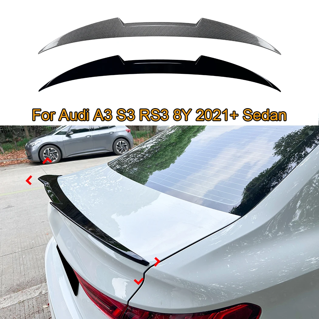 

For Audi A3 S3 RS3 8Y 2021+ Sedan Blade Style Cars Exterior Parts Car Rear Spoiler Wing Trunk Lip Tail Trunk Spoiler Trim