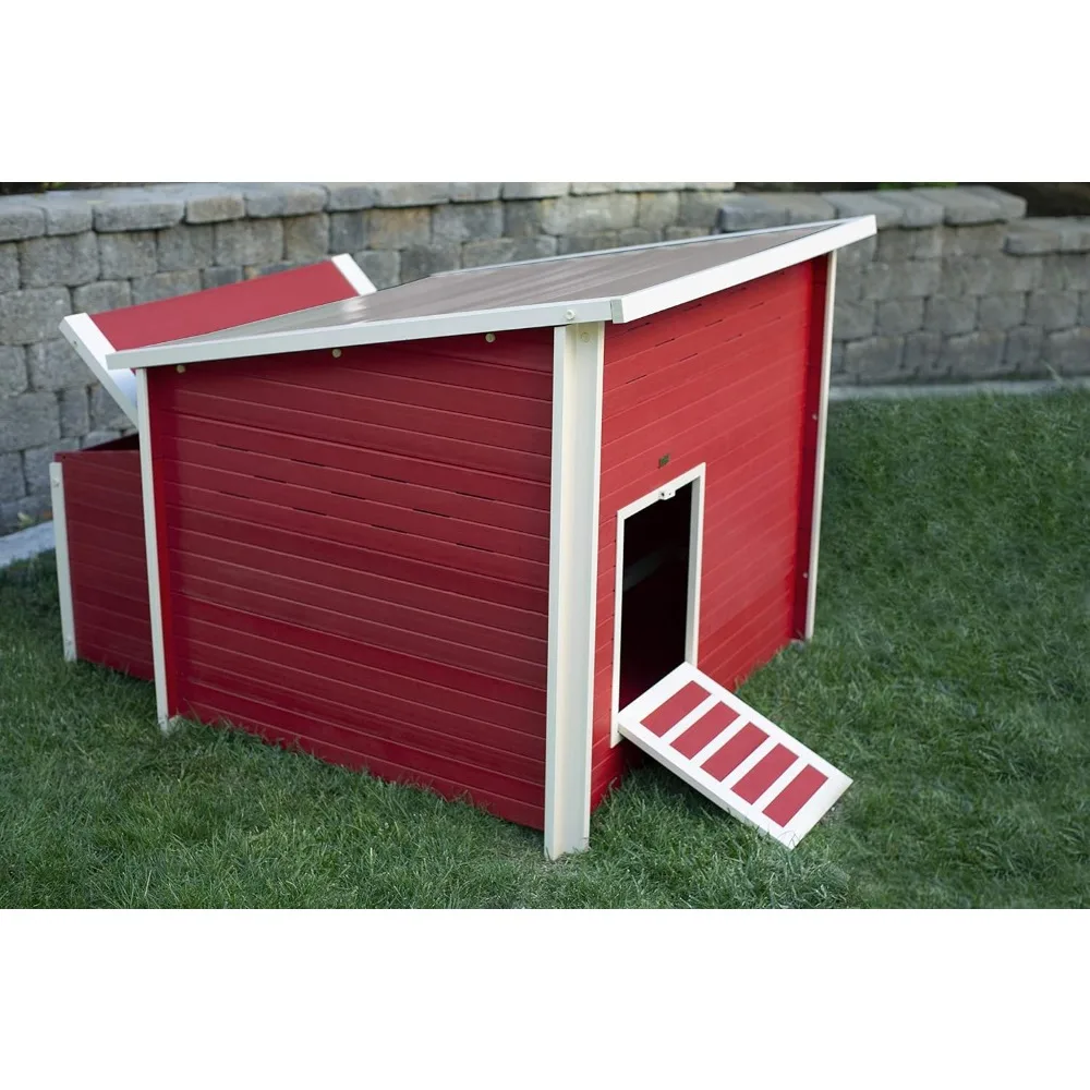 

Jumbo Chicken Coop, Urban Barn for 4 to 6 Chickens, Easy Assembly, Eco Friendly & Durable, Red