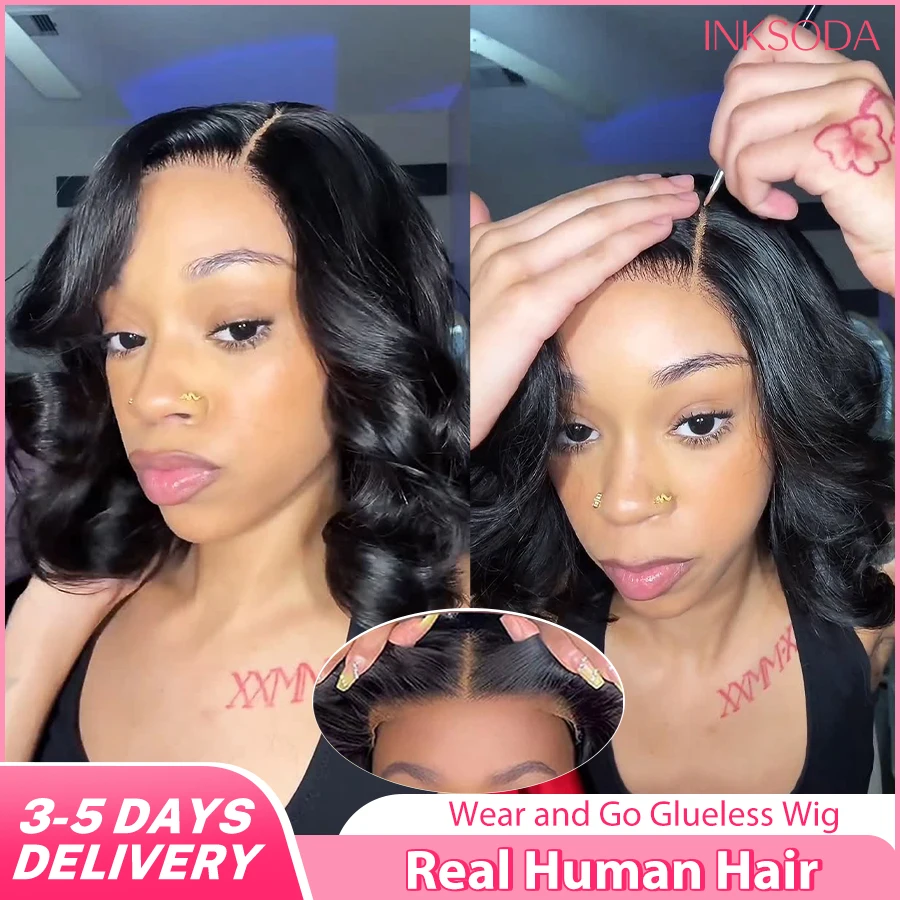 

Ready To Go Glueless Bob Wig Body Wave Lace Front Human Hair Wigs For Women 4X4 5X5 No Glue Wigs Suitable For Beginners