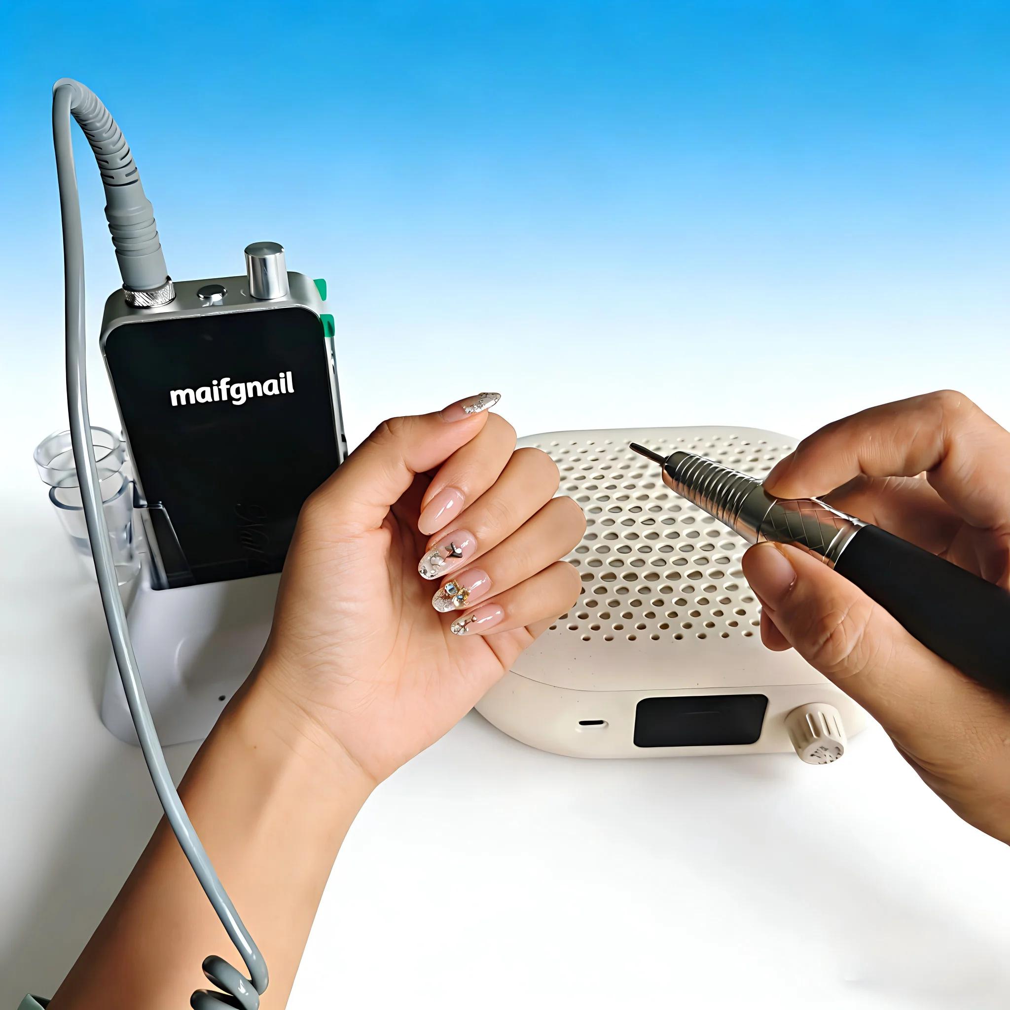 Rechargable High Speed Turbo Nail Dust Collector, ABS Nail Vacuum Cleaner Nail Fan