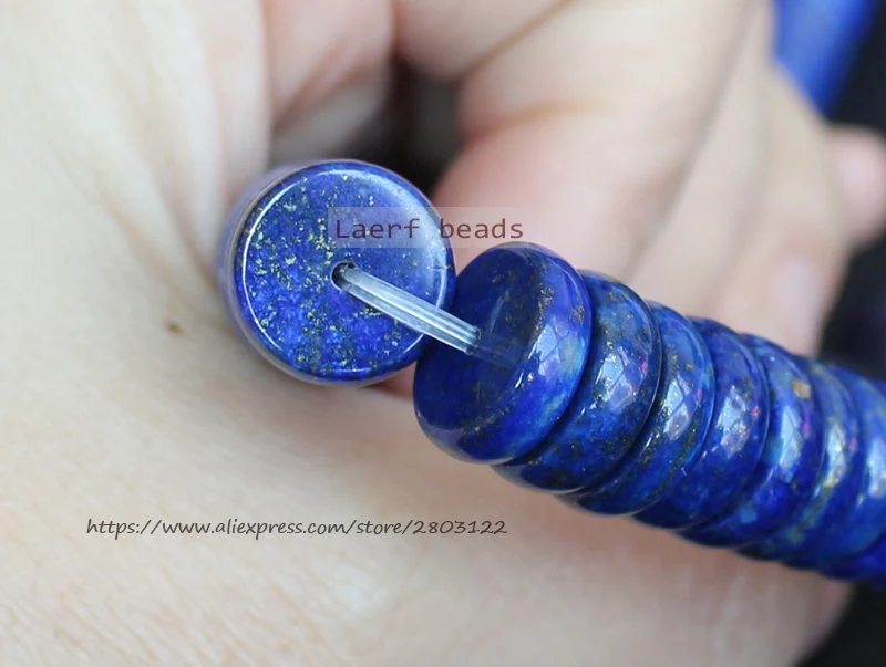 100% Natural Lapis Lazuli Rondelle Gem Stone Loose beads 7/15inch ,For DIY Jewelry Making !