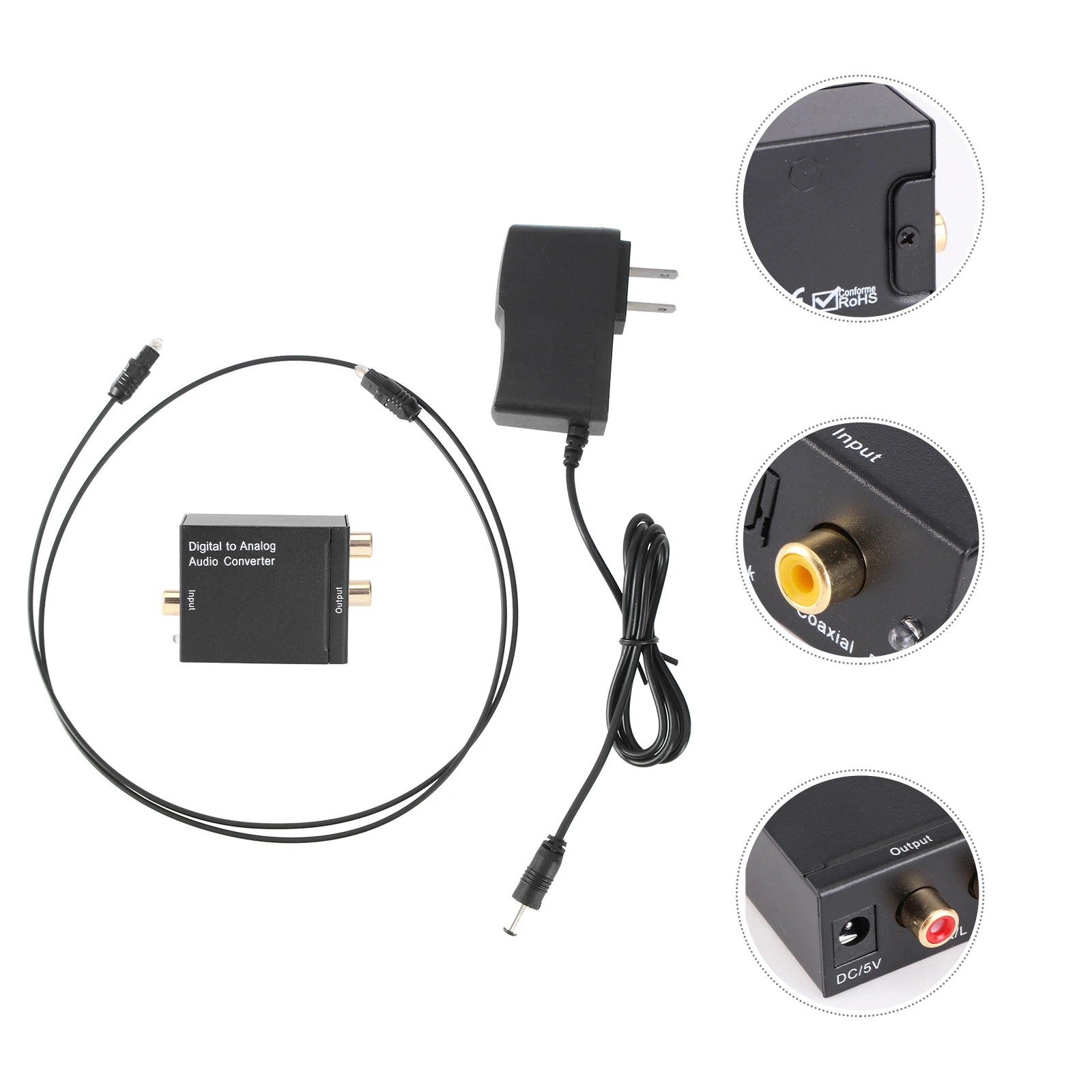 

Digital Audio Converter Optical To Analog Spdif To L R Audio Converter Aluminum Compact Lightweight Support 32 44.1 48