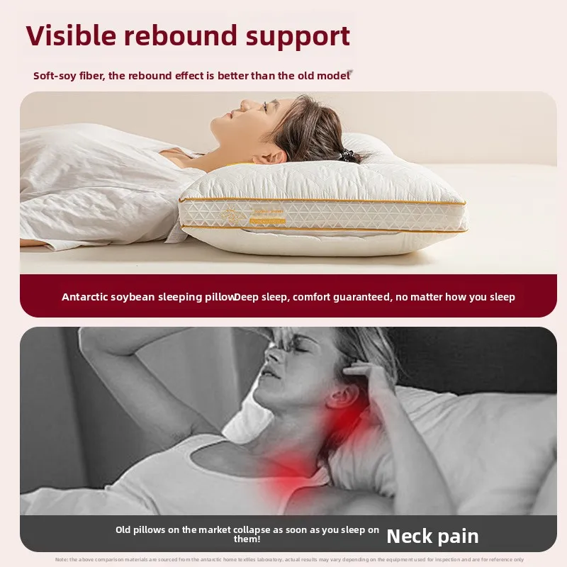 وسادة من ألياف فول الصويا لحماية العمود الفقري العنقي، وسادة نوم للبالغين، مسكن للطلاب، للاستخدام المنزلي، نفس النمط في الفندق
