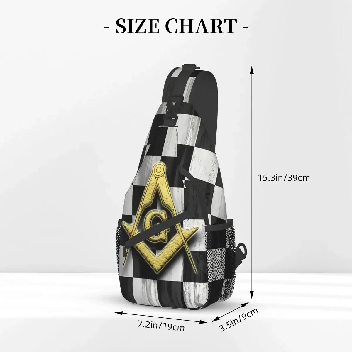 Square Compass And Checkers Crossbody Chest Bags Freemasonry Pockets Travel Pack Messenger Sports Teens Shoulder Bag Unisex