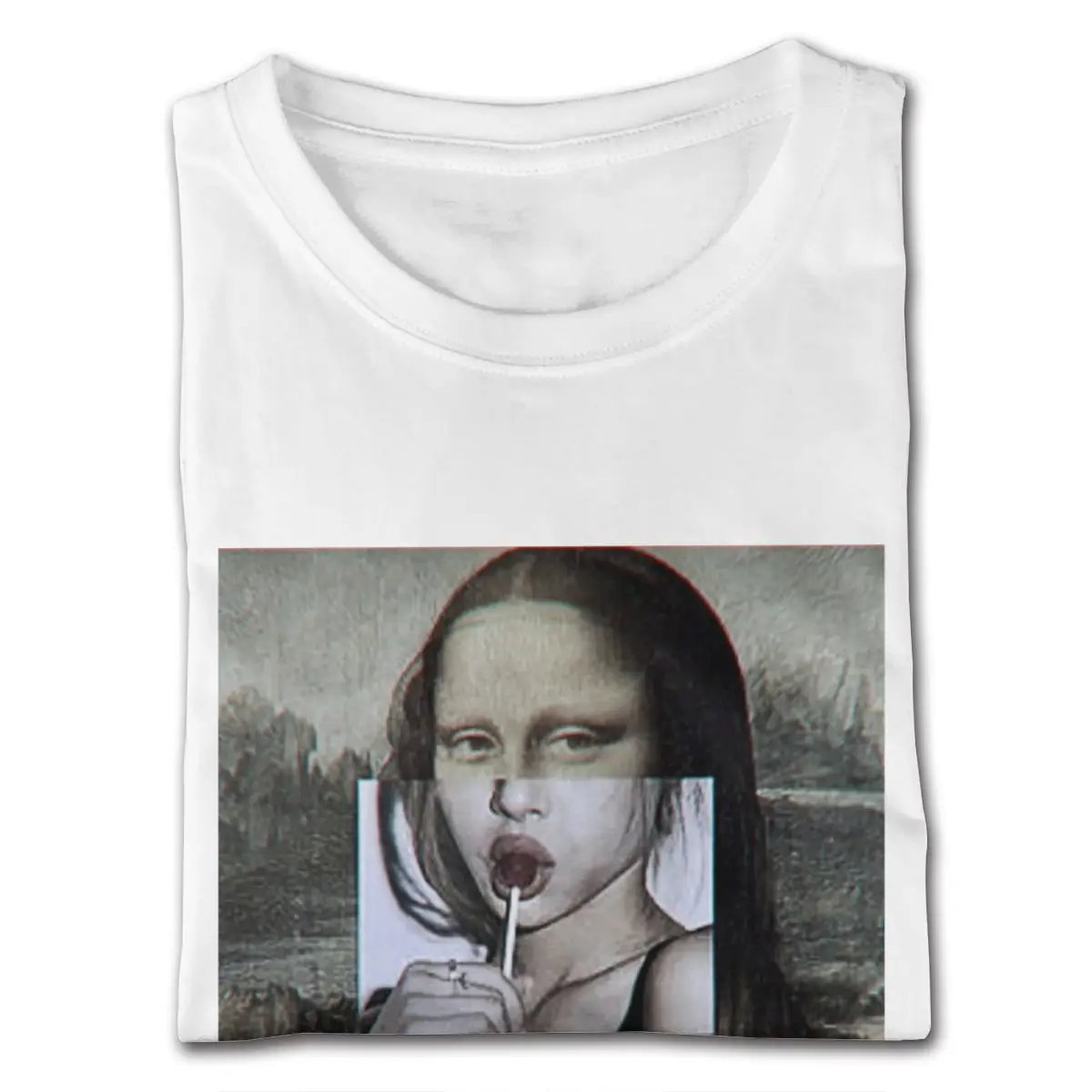 Workout Mona Lisa Lollipop Tee Shirts Men's S-6XL Short Sleeved Cotton White Crew Shirts