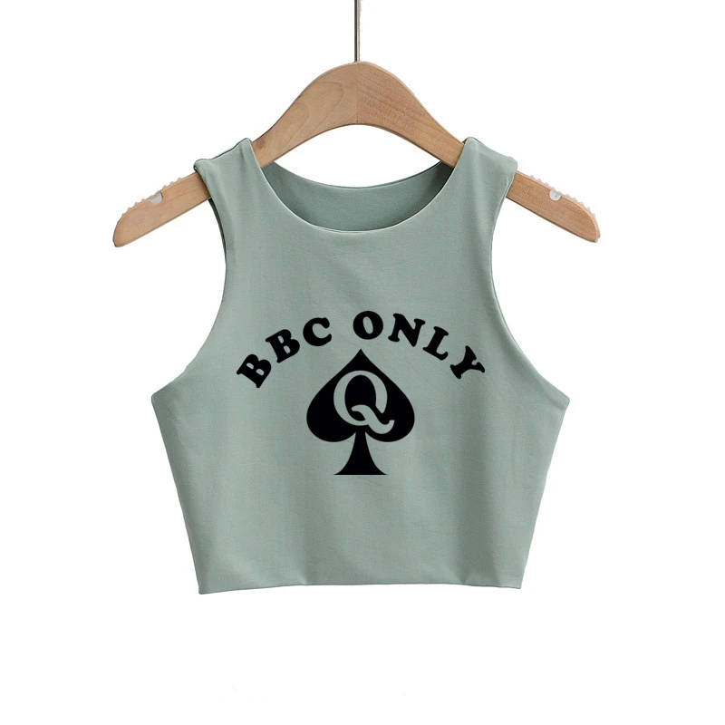 BBC ONLY-camisetas ajustadas con estampado de espadas para mujer, Top Sexy sin mangas con cuello redondo, Top de nailon doble, camiseta sin mangas