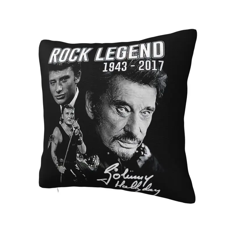 Johnny Hallyday Cushion Cover 50*50 cm Soft France Rock Singer Throw Pillow Case Living Room Decoration Bedding Sofa Pillowcase