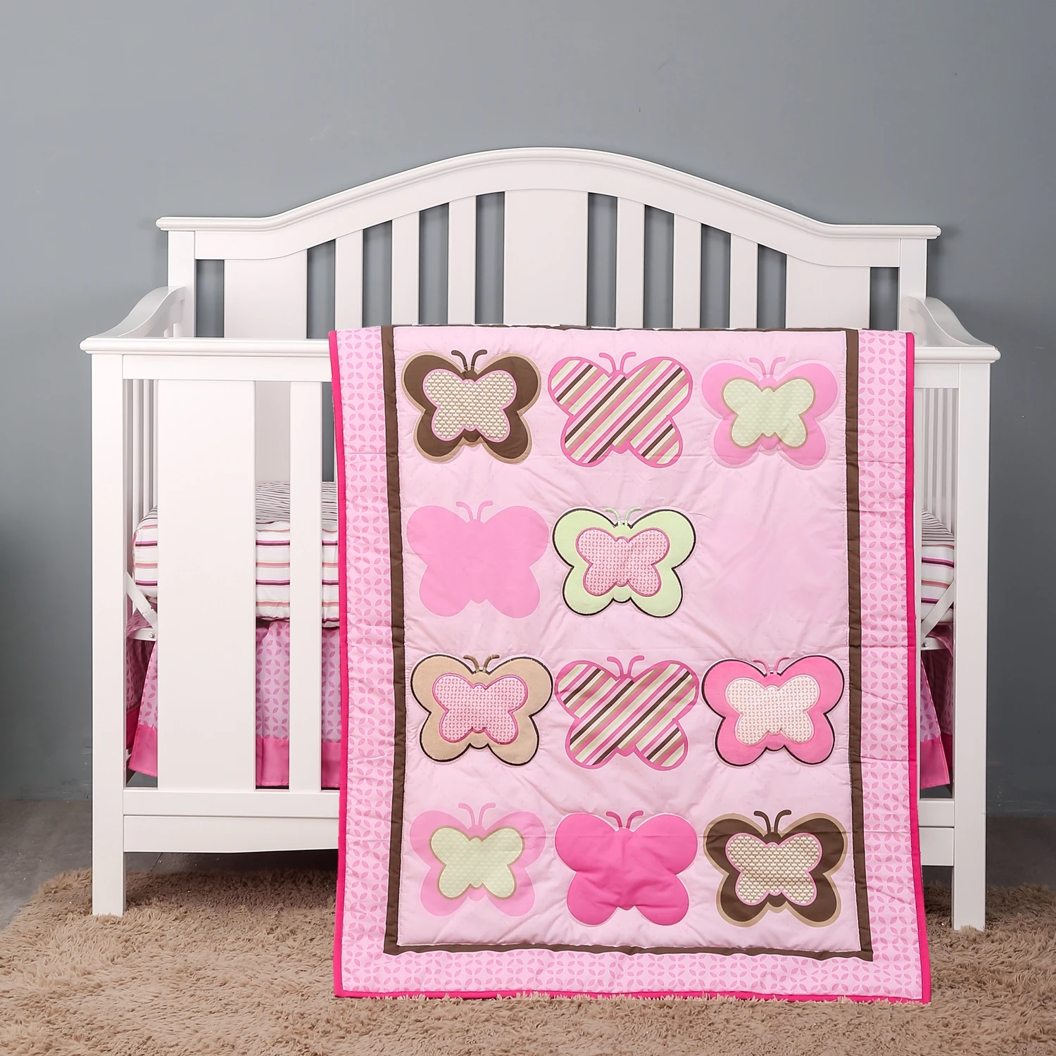 

Crib Bedding Set 3pcs Nursery Bedding for Baby Boys and Girls Nursery Crib Bedding with Comforter Crib Sheet & Crib Skirt