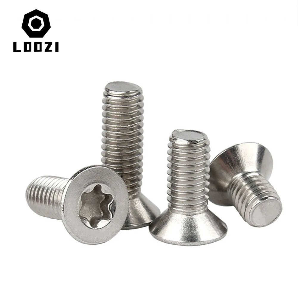 5/10/50 Stück M1,4 M1,6 M2 M2,5 M3 M4 M5 M6 M8 304 A2-70 304 Edelstahl GB2673 Sechs Lappen Torx Flachsenkkopfschraube Bolzen – Detail 4