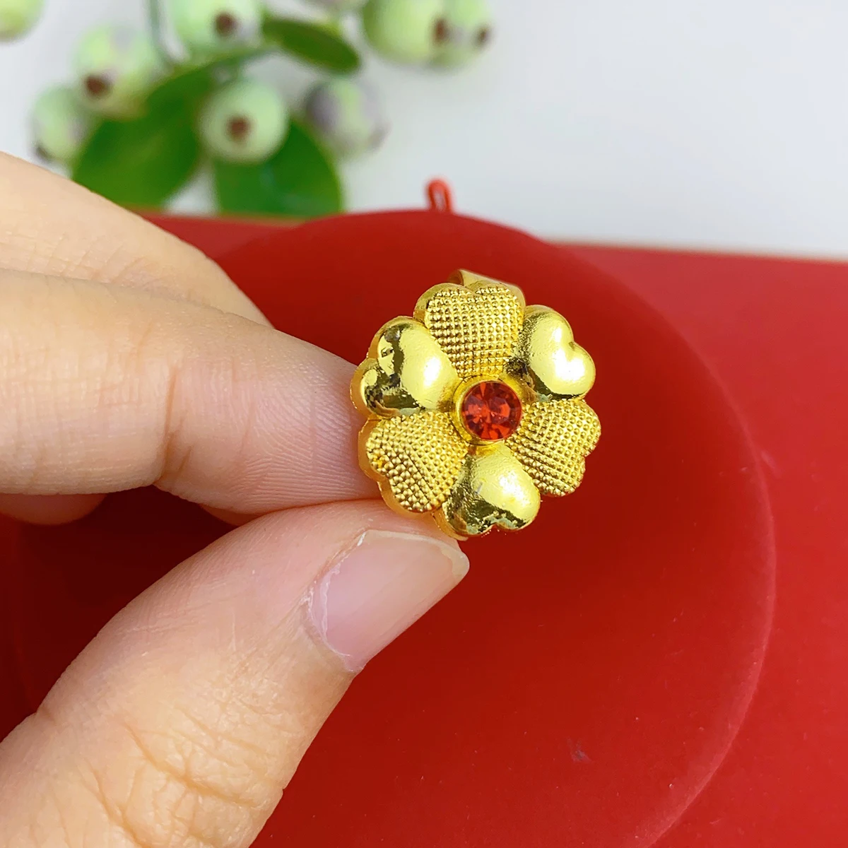 Ethiopian Crystal Colorful Heart Shape 18k Gold Plated Pendant Jewelry Sets For Women Dubai Jewellery Wedding Party Gifts