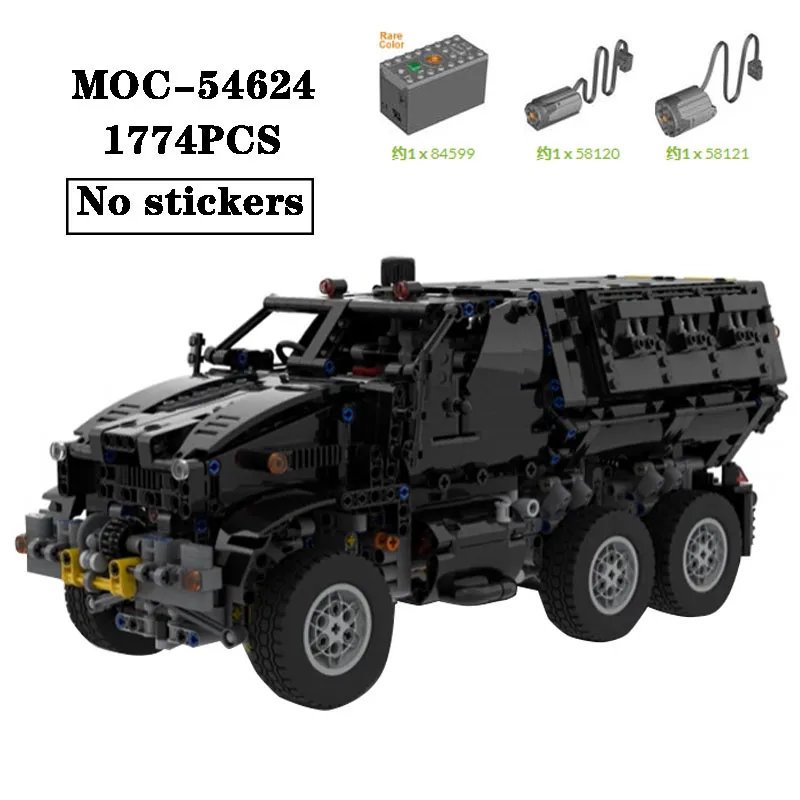 New MOC-54624 Building Block 6x6 Off road Vehicle Splice Building Block Model  Adult and Children's Toy Birthday Christmas Gift