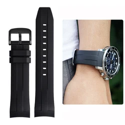 Correa de goma de extremo curvo para reloj Tissot 1853 Starfish Diving T120 correa de silicona T120417A pulsera de muñeca 22mm hombre negro azul