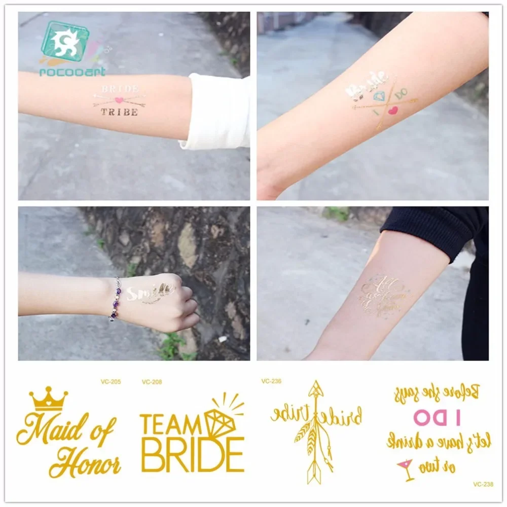 Rocooart Bride Team Temporary Tattoo Bachelorette Party Flash Taty Wedding Decoration Fake Tattoo Mariage Tatuaje Party Supplies