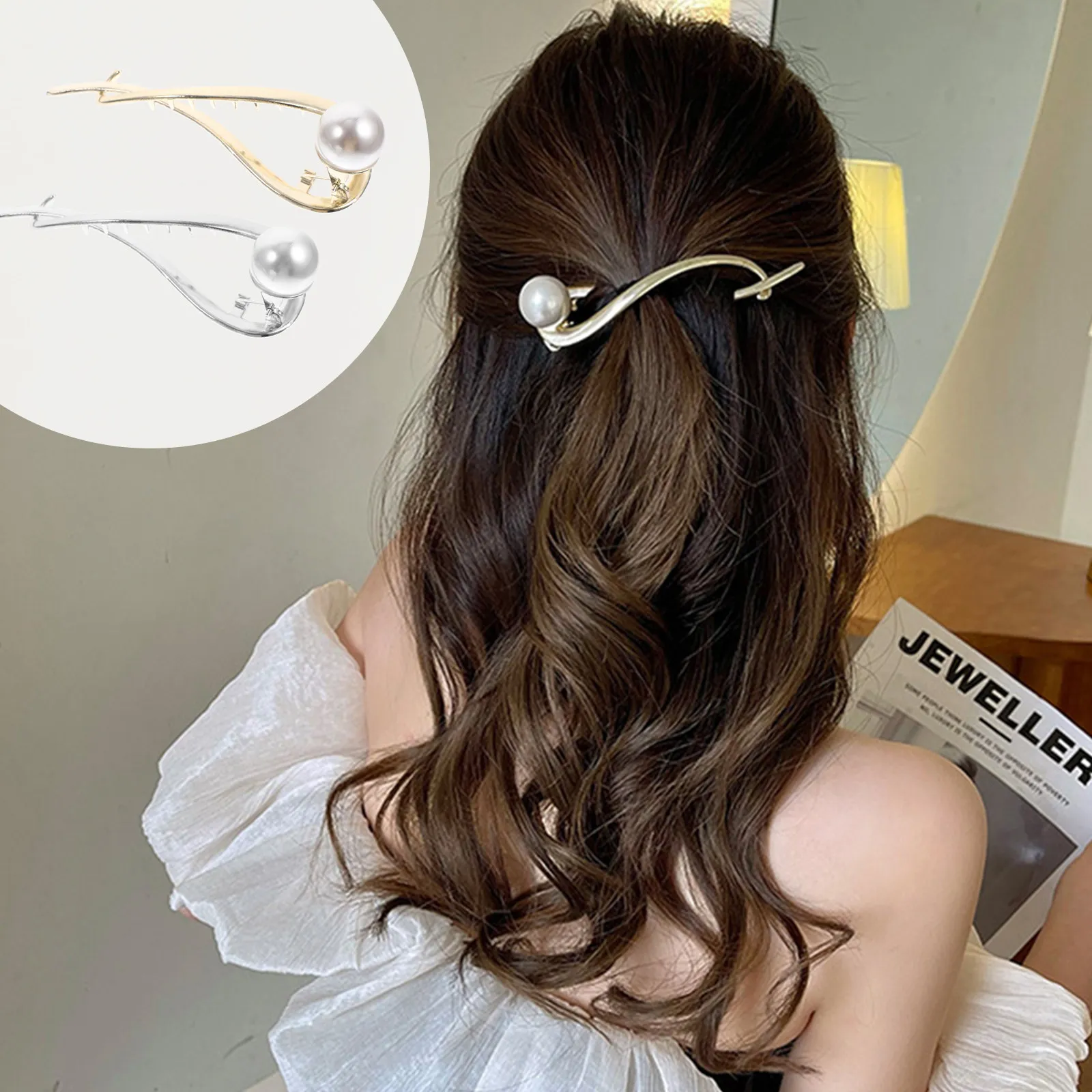 

4Pcs Pearl Hairpins Fishtail Shape Elegant Decorative Barrettes for Women Girls Wedding Bridal Hair Decor Chic Stylish Hair Clip