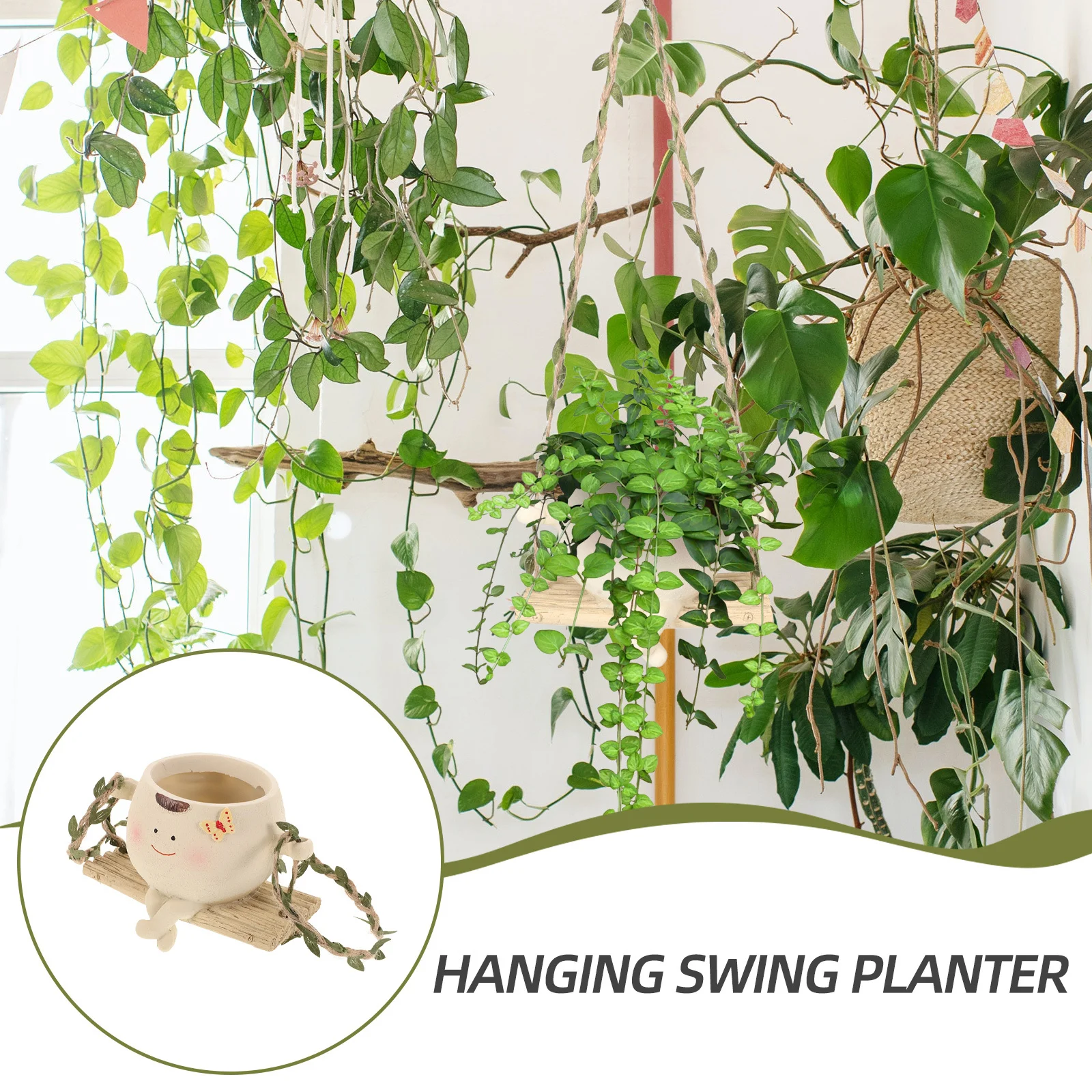 

Подвесной кашпо-горшок из смолы, легкая декоративная корзина для цветов для маленьких растений, домашний и уличный садовый офисный декор