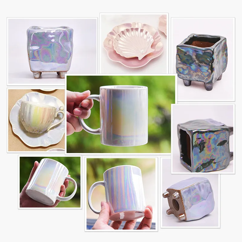 Ceramic Art Overglaze Colorful Golden Water Laser Pearl Colorful Glaze Aurora Electric Kiln Low Temperature Baking Glaze Pigment