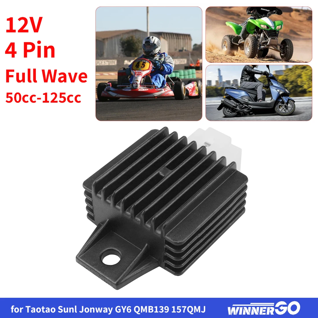 12V 4-Pin Vollwellen-Spannungsregler-Gleichrichter für Taotao Sunl Jonway GY6 QMB139 157QMJ 50cc-125cc ATV Roller Go-Karts Quad – Detail 3