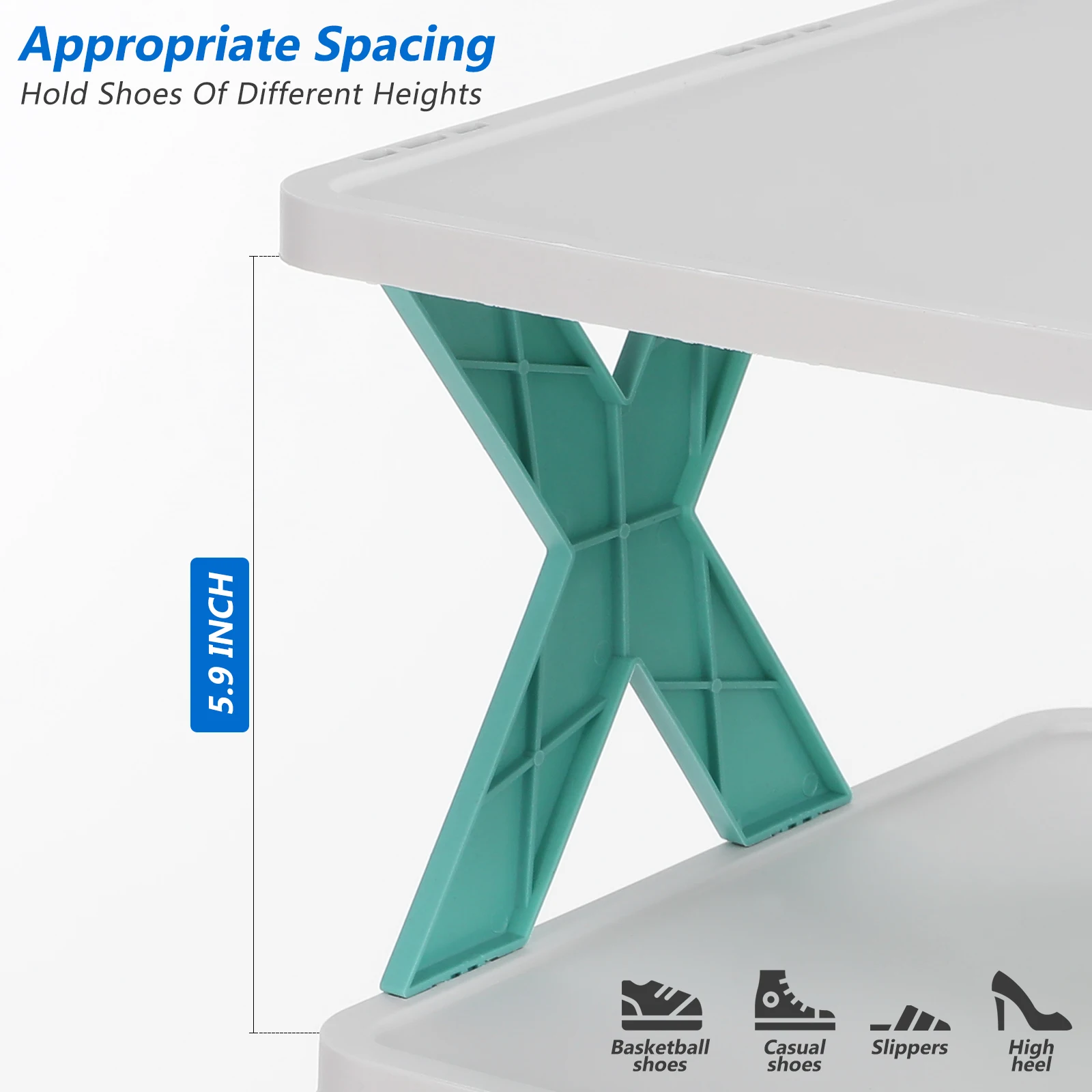 

9 Layers Green Shoe Rack Tall Narrow Stackable Portable Organizer Shelf Storage Racks For Shoes Boots Bags Hats Keys Small Space
