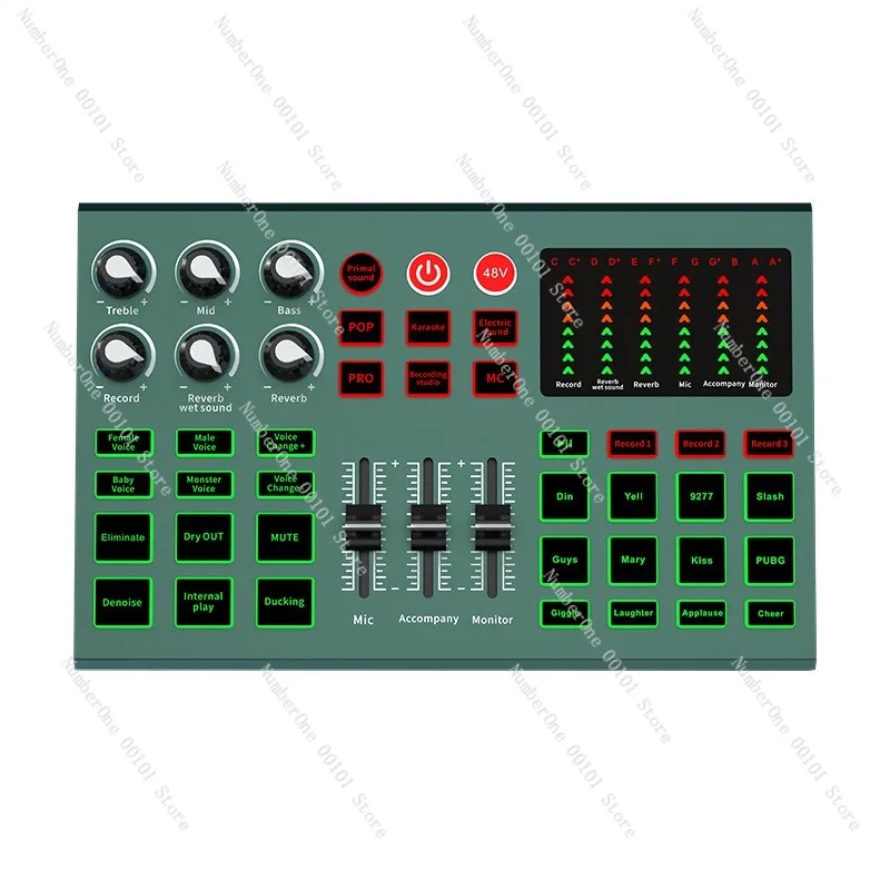 Sound card metal body supports 48v and 5v microphone sound effects Custom sound card set
