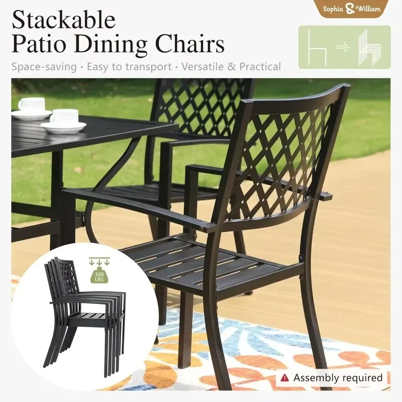 FOR BLACK CAST ALUMINUM GARDEN CRAFT MODERN OUTDOOR COURTYARD HOLIDAY LEISURE 6 PERSON RESTAURANT DINING TABLE AND CHAIR SET