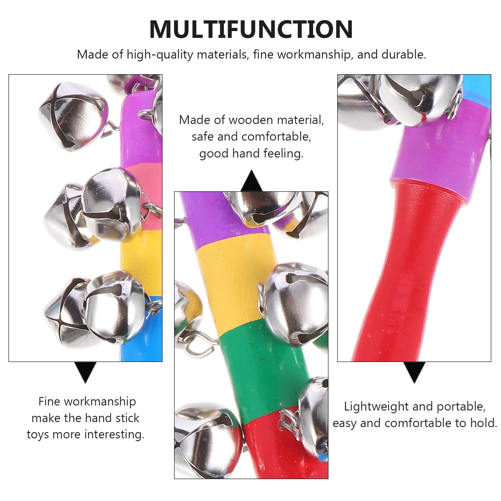 3 قطع من أعواد الجرس اليدوية للأطفال، ألعاب أطفال خشبية، جرس يدوي تعليمي للرضع
