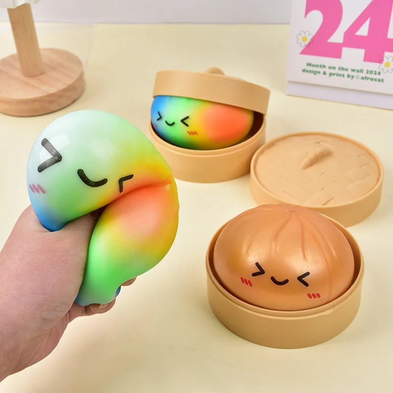 rainbow-color-dumpling-squishy-toy-with-bamboo-slow-rising-stress-relief-fidget-ball-soft-squeeze-toys-for-adults-kids