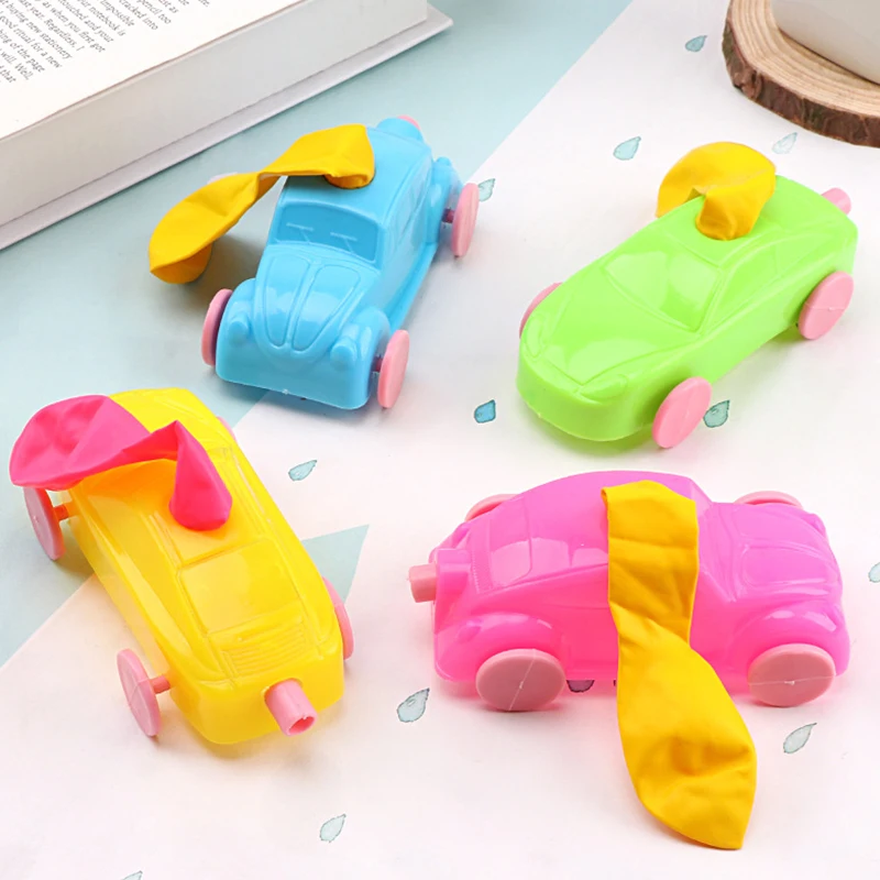 1-6PCS Balloon Recoil Car Colorful Science Experiment Technology Props Creative Class Teaching Aids Blowing Air Running Cars ZYF