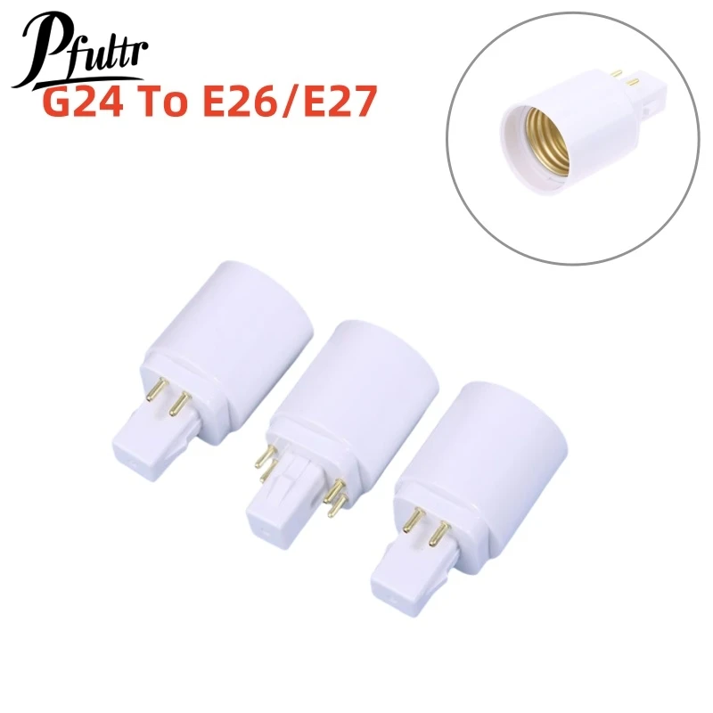 3Pcs 4 Pin Conductive G24 To E26/E27 Socket Adapter G24Q Lamp Base Adapter G24Q To Medium Light Socket Converter