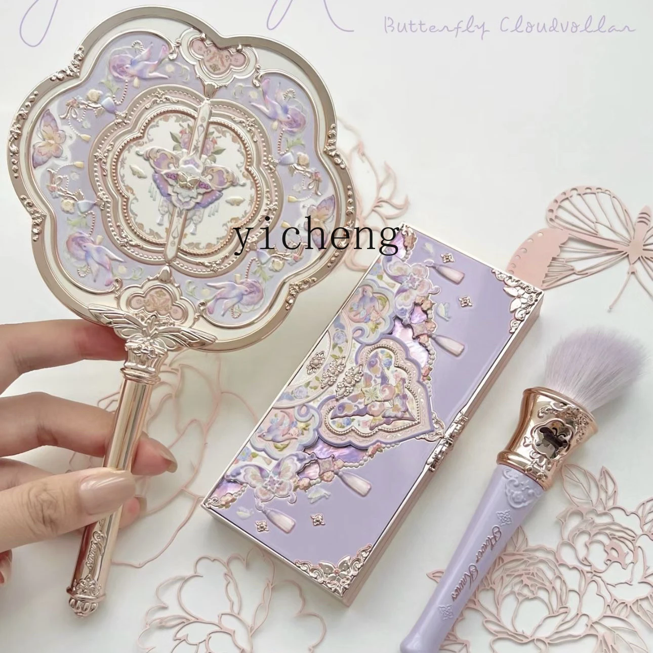 Cloud Shoulder Series Midsummer Night Strawberry Rococo Handheld Mirror Carry Around The Mirror At Any TimeD27