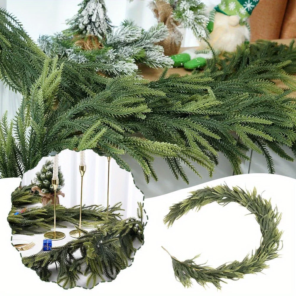 Artificial Christmas Decor for Mantle Window and Dining Table, Navidad Pine Garland, Real Touch, Perfect Home Decor, 5 ft, 6 ft,