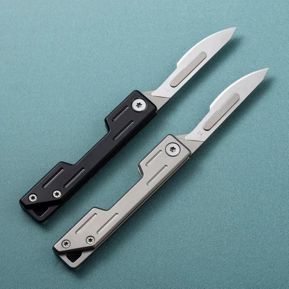 سكين فولاذي عالي الكربون، شفرة مشرط حادة، سكين صغير قابل للطي، سكين نحت، سكين سلسلة مفاتيح محمول #1