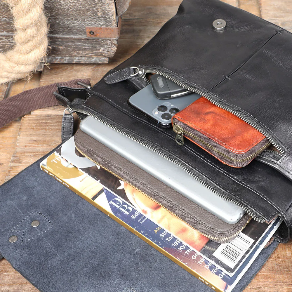S.WORKER Echtleder Herren-Umhängetasche, Crossbody-Taschen, einfache Messenger-Taschen, Rindsledertasche, pflanzlich gegerbte Mode, lässig. – Detail 23
