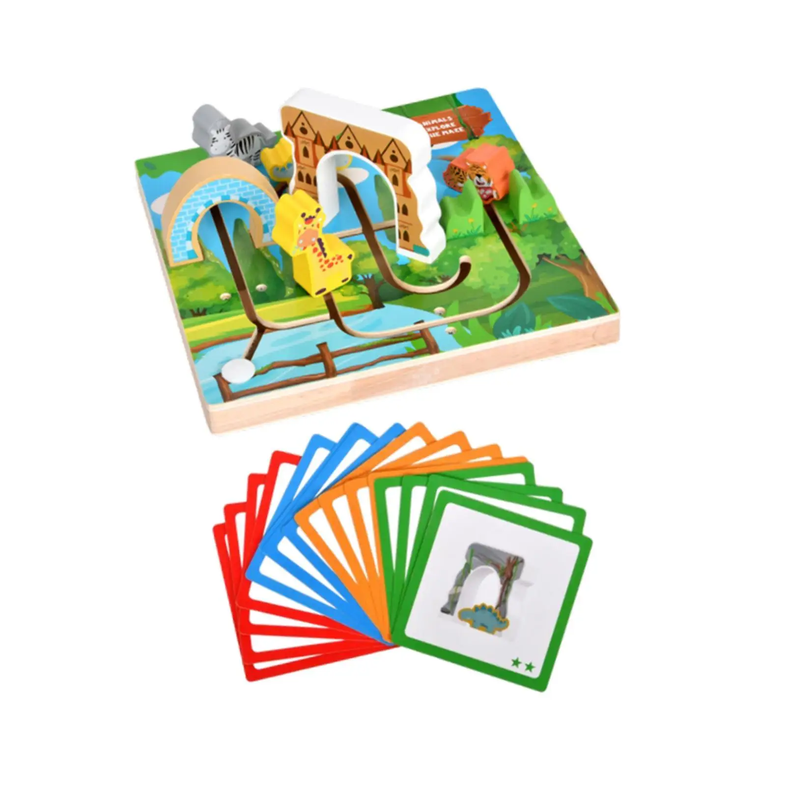 Wooden Puzzle Toy Board Games Animal Learning Fine Motor Skill Educational Circle Toy Sliding Maze for Children Birthday Gift