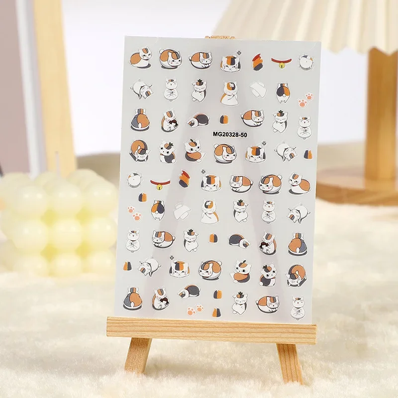 Natsume Cat Sensei Anime Nail Sticker Nyanco Sensei Cute Cat Self Adhesive Kawii Footprint Nail Art Otaku Nail Supplies Manicure