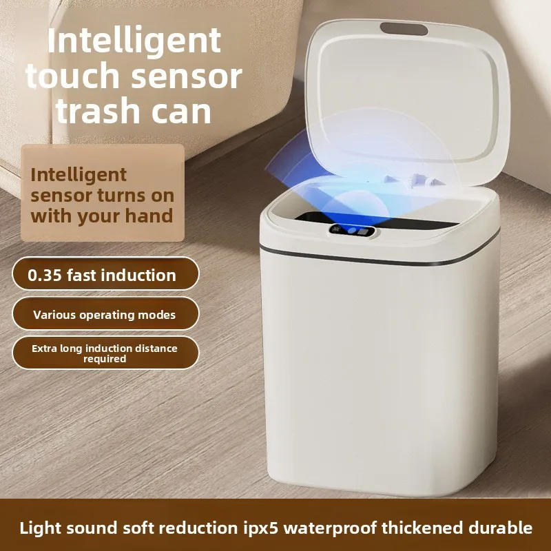 Smart Food Waste Disposal Trash Can Large Capacity Automatic Open Lid Toilet Induction Crack Induction Bucket