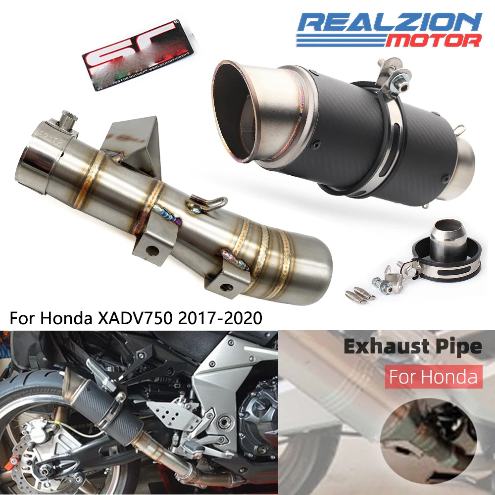 REALZION XADV750 Exhaust Pipe Middle Pipe Tube Tail Exhaust Combo Motorcycle Exhaust Muffler For Honda XADV750 2017-2020 2019