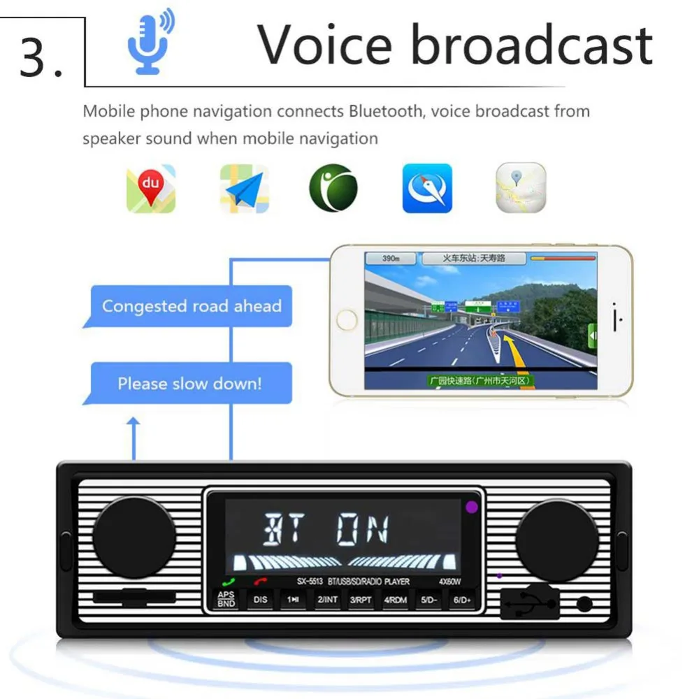 Auto Car Radio Bluetooth Car Stereo Audio Vintage Wireless MP3 Multimedia Player Handfree AUX USB/SD FM Classic Stereo Audio