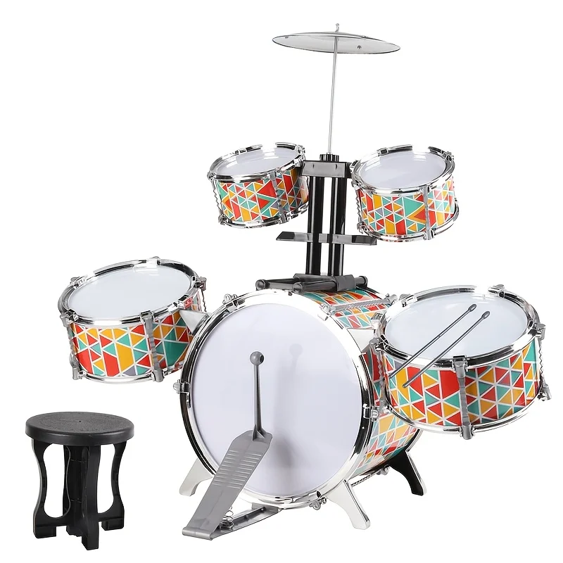 Teen Rock Drum Kit - Mini juego galvanizado para principiantes, perfecto para la práctica en el hogar, gran regalo de Navidad y cumpleaños, rojo