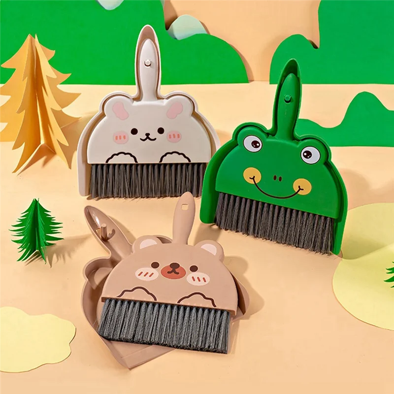 ODIES-ミニほうきちりとり子供かわいい漫画小さなクリーニングセットごっこ遊び幼児リトルハウスキーピングヘルパーセット耐久性のあるB