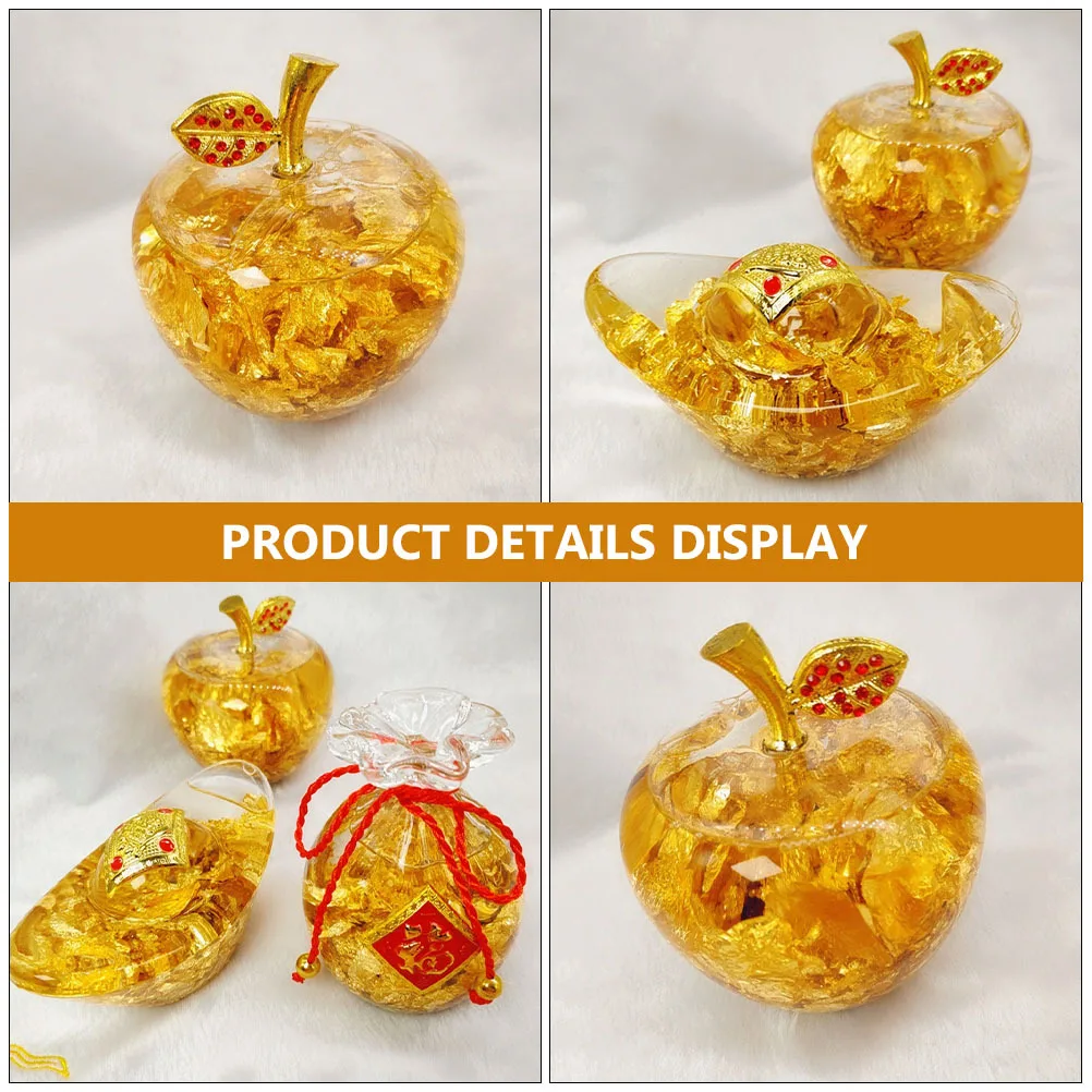

1Pcs Gold Foil Apple Crystal Ornament for Bedside Table Car Decor Holiday Party Birthday Gift Idea Crystal Decor