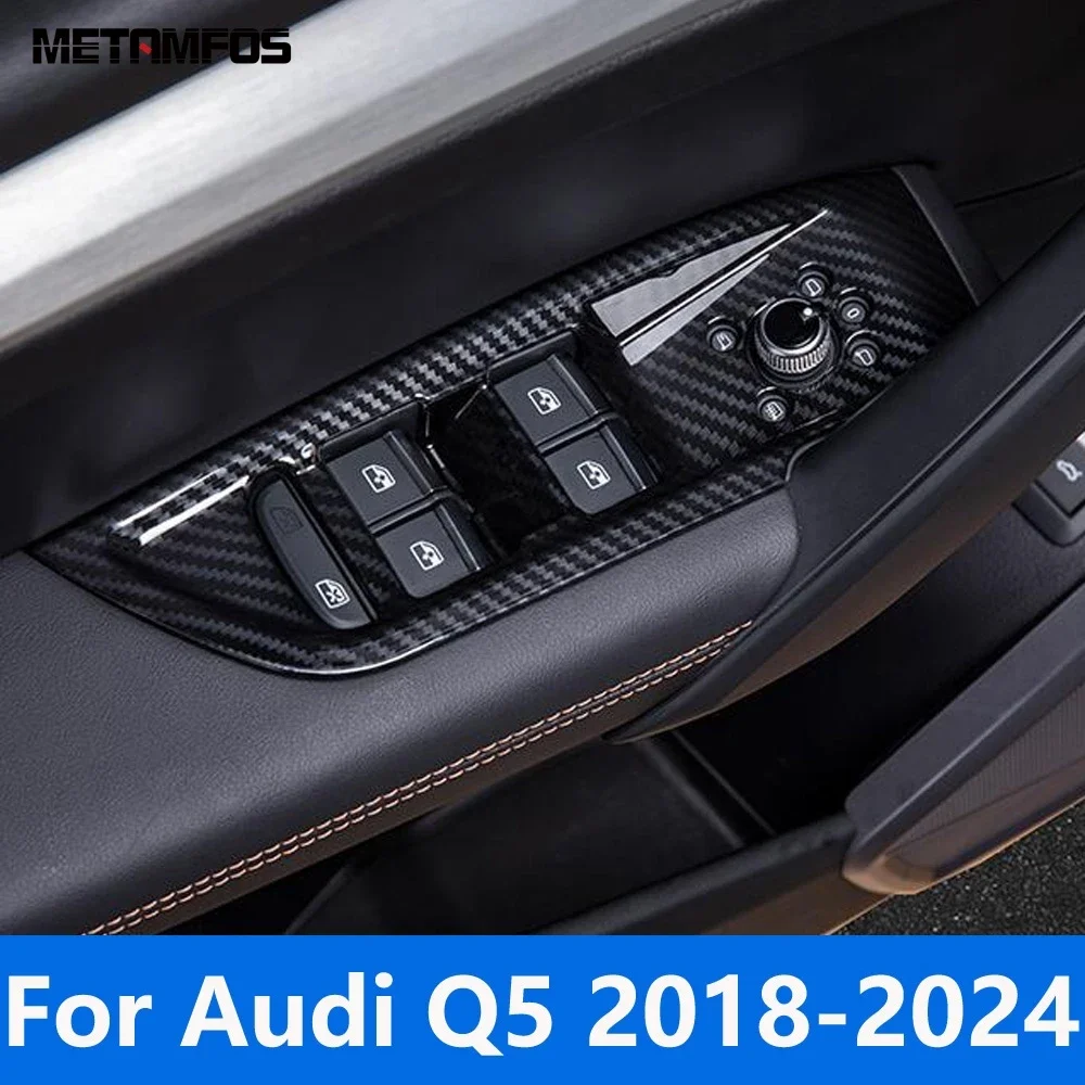 Accessoires Voor Audi Q5 2018-2022 2023 2024 Interieur Koolstofvezel Raamlift Schakelaar Bekleding In Armleuning Frame Auto Styling