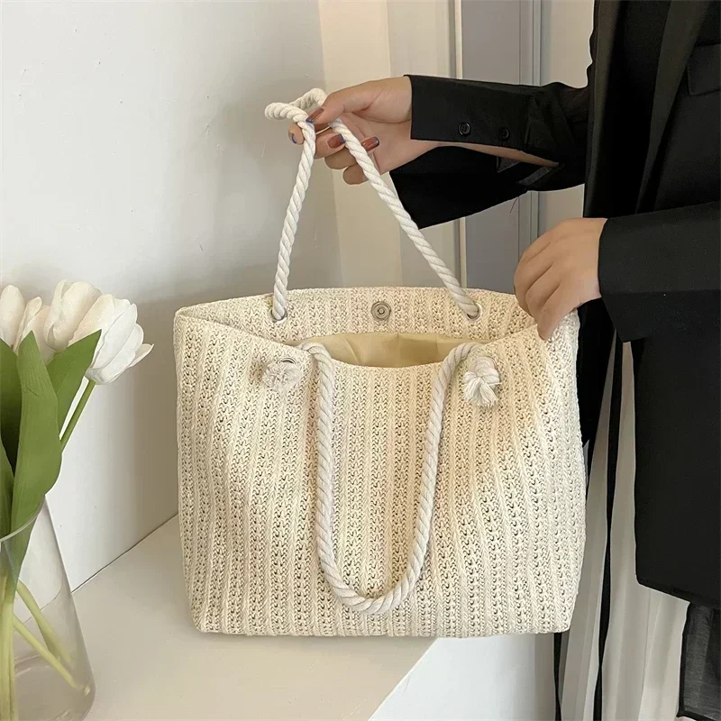 VL-029 Popularna, ręcznie robiona torba ze słomy o dużej pojemności dla dziewczynek w stylu boho Shopper Tote Torebki plażowe