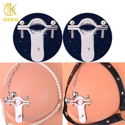 QKKQ Erotic Animal Teeth Nipple Clamps Women Sex Toy With Adjustable Chain Breast Restraints BDSM Bondage Supplies