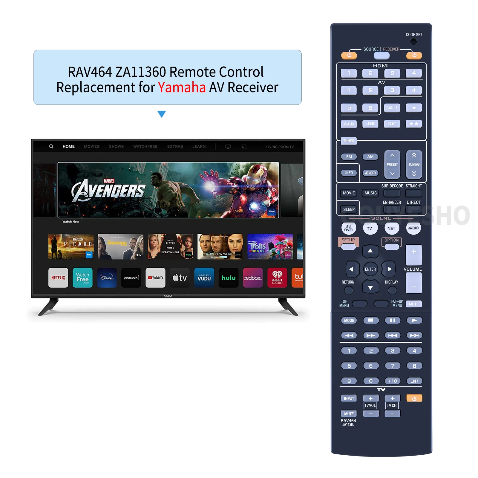 New RAV464 ZA11360 Replaced Remote Control Fit for Yamaha AV Receiver RX-V473BL RX-V473 HTR-4065