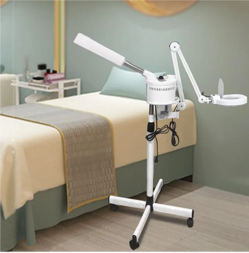Professional 2-in-1 Facial Steamer with 5X Magnifying Lamp - Hot Ozone Vapor Steamer for Skin Care - Beauty Spa Pedestal Machine