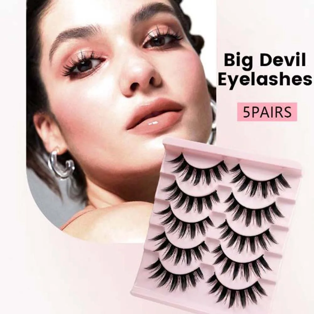 Cat Eye Big Devil Falsche Wimpern Volle Streifen Auge Schwanz Verlängerung Cat Eye Gefälschte Wimpern Lange Geflügelte Natürliche Faux Nerz Wimpern